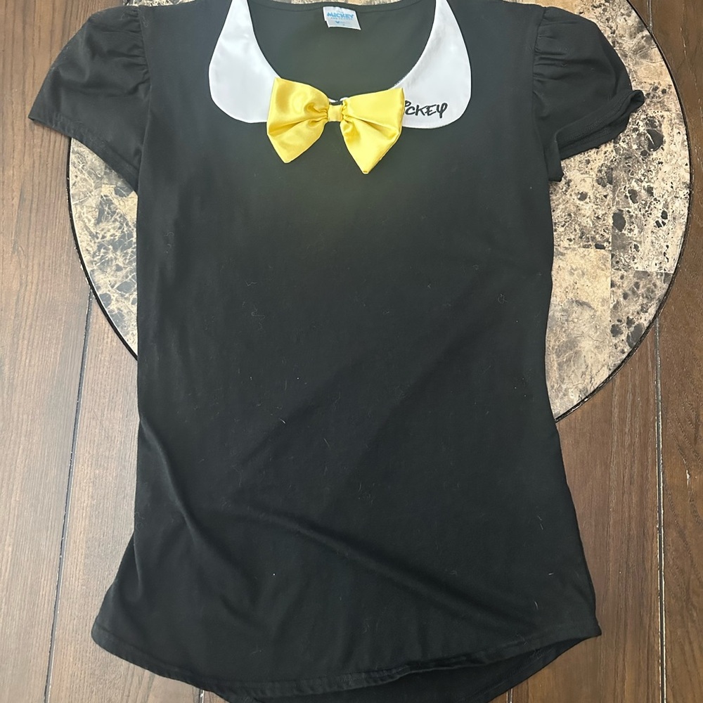 Disney Black Tee with Yellow Accent and White Collar